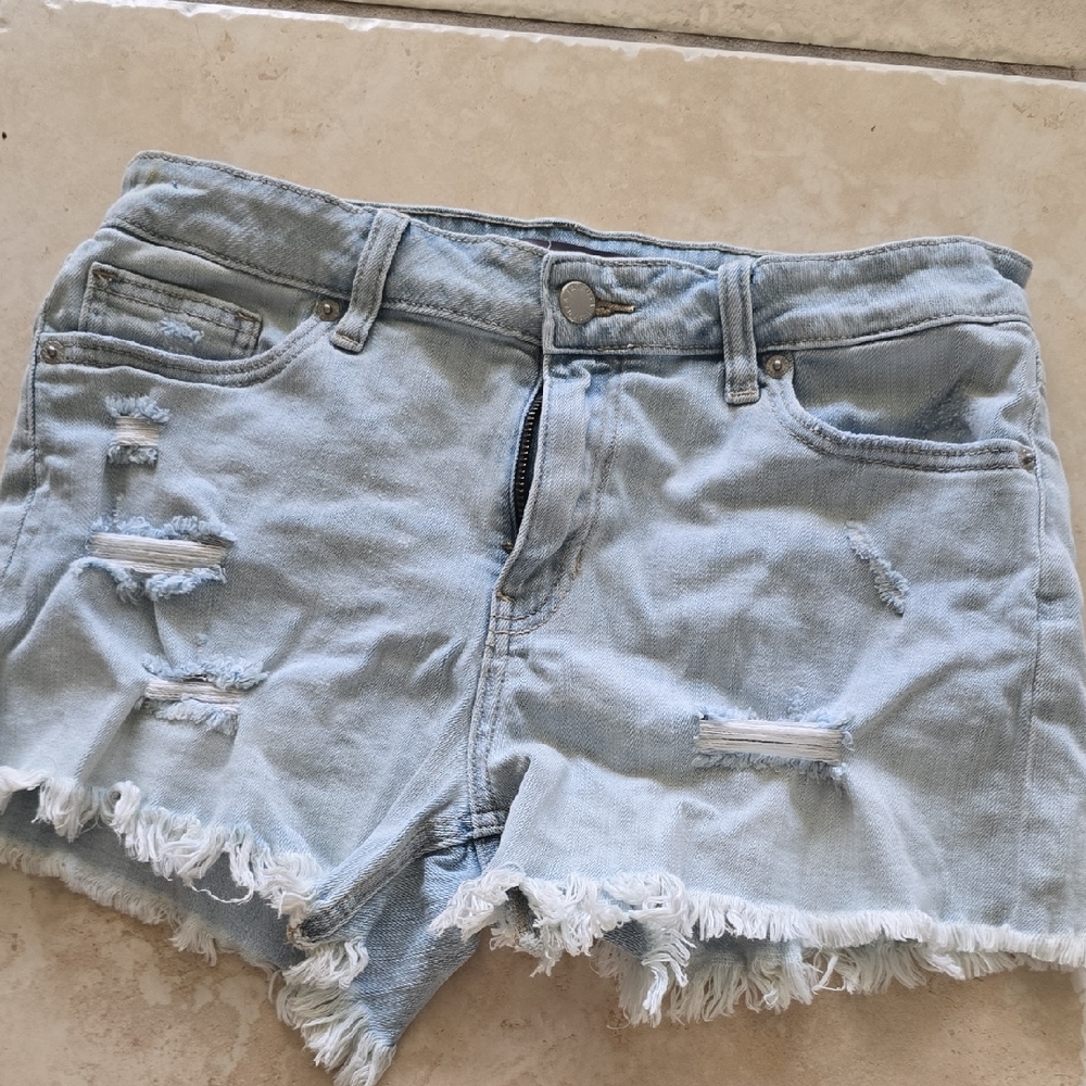 Just USA Distressed Light Blue Jean Shorts